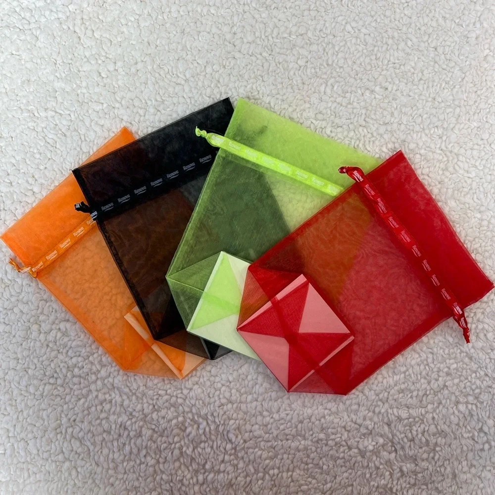 Renova Sheer Organza Drawstring Gift Bags - 2 Each Red, Lime, Black, Orange